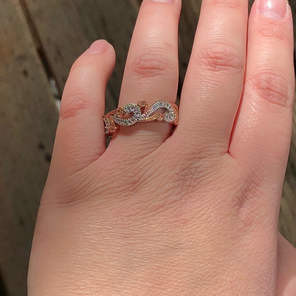 STERLING SILVER  2 TONE VINES RING - Picture 5 of 6